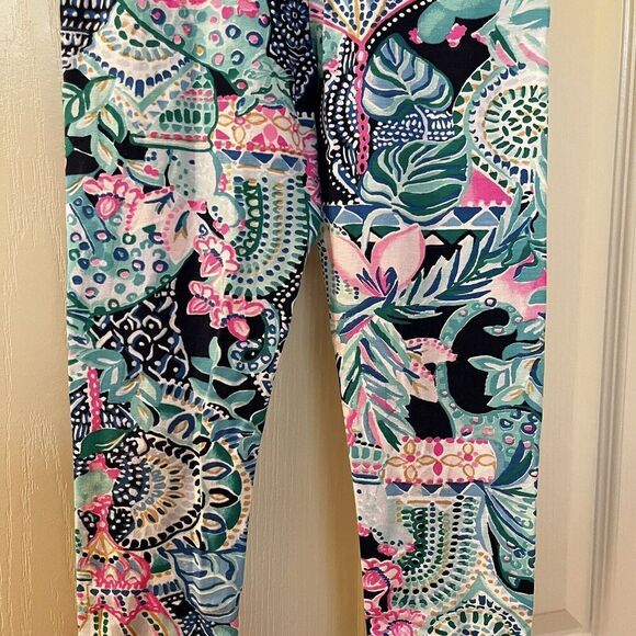 Lilly Pulitzer Maia Leggings Pants Lookin Sharp Pull On Girls Size Medium 8-10 - Picture 3 of 11